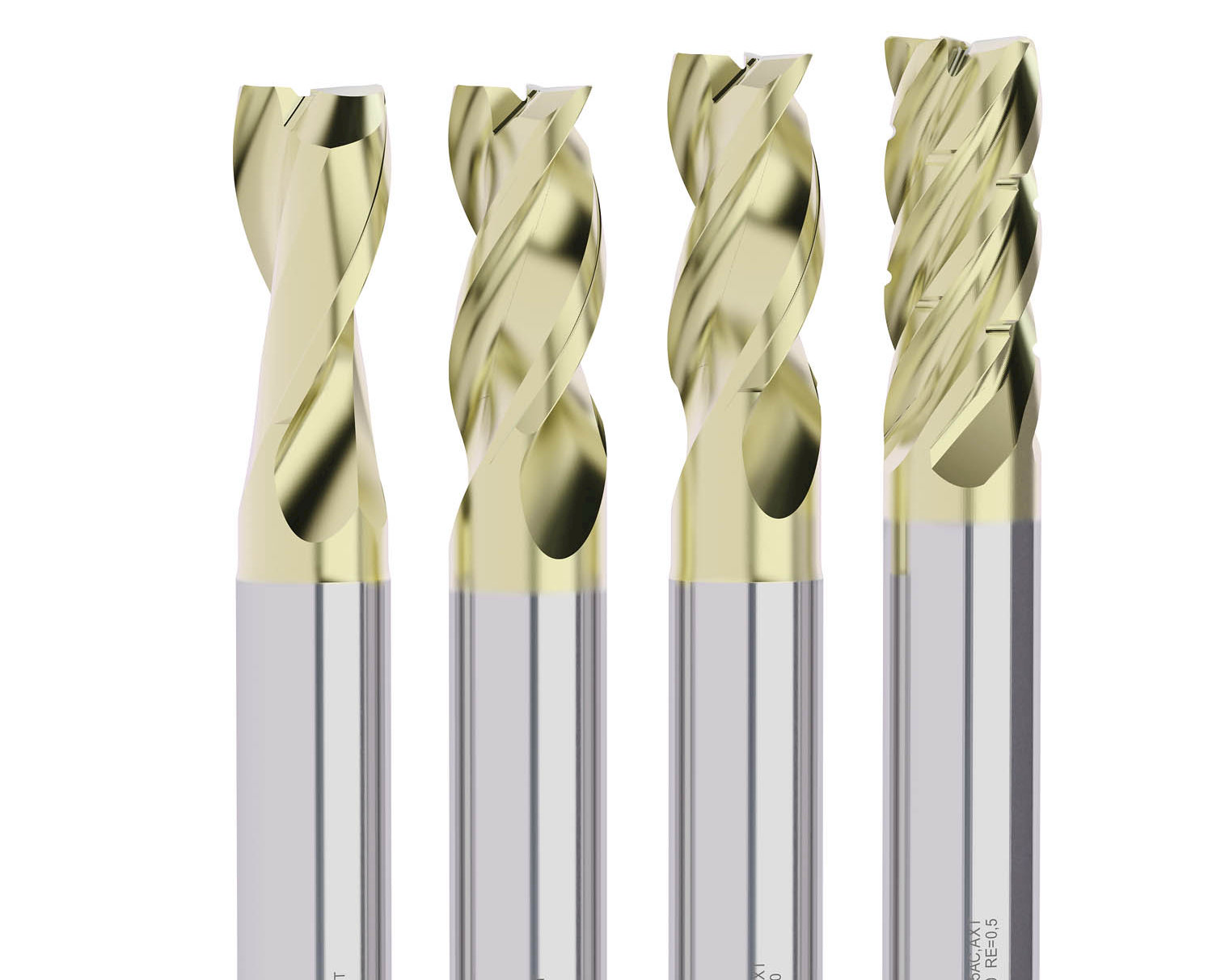 Solid end mills for aluminum